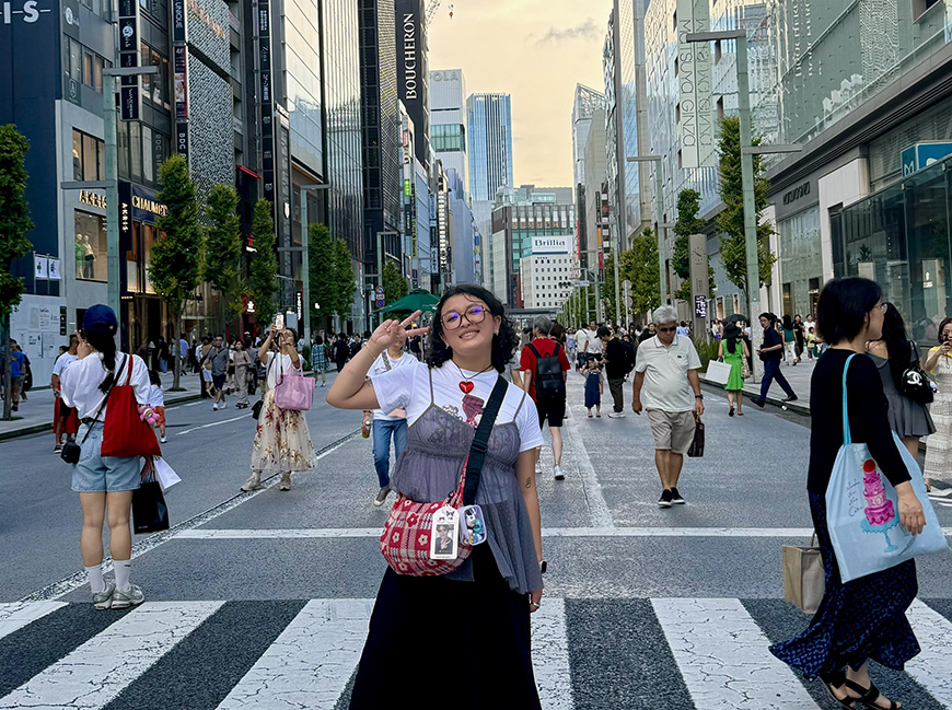 Biola student posing in the streets of Japan