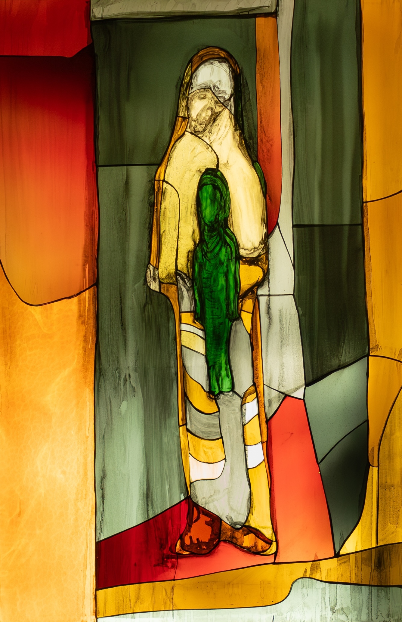 Elijah Raises the Widow's Son - left - stained glass