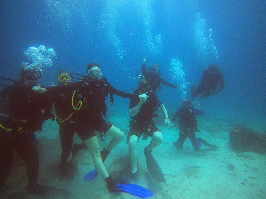students underwater