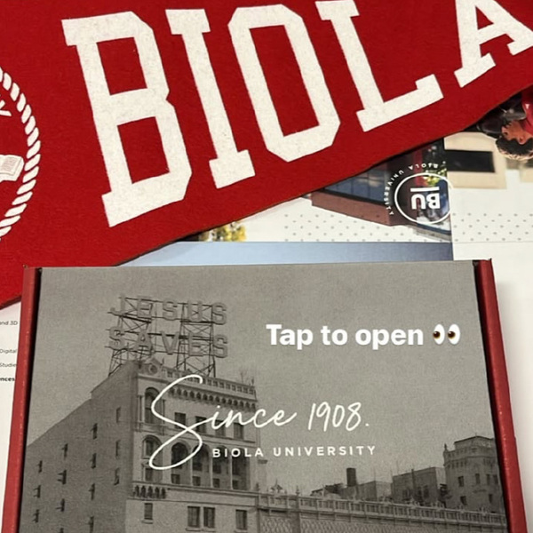 Biola pennant and acceptance box