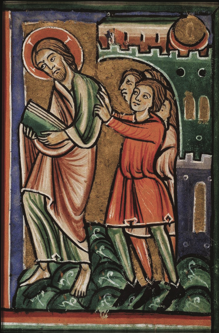 The Jews Chase Christ Out of the City of Nazareth - illuminated manuscript