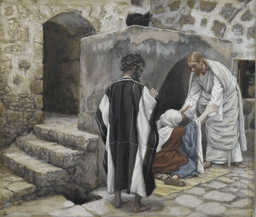 The Healing of Peter’s Mother-in-Law - Opaque watercolor over graphite on gray wove paper