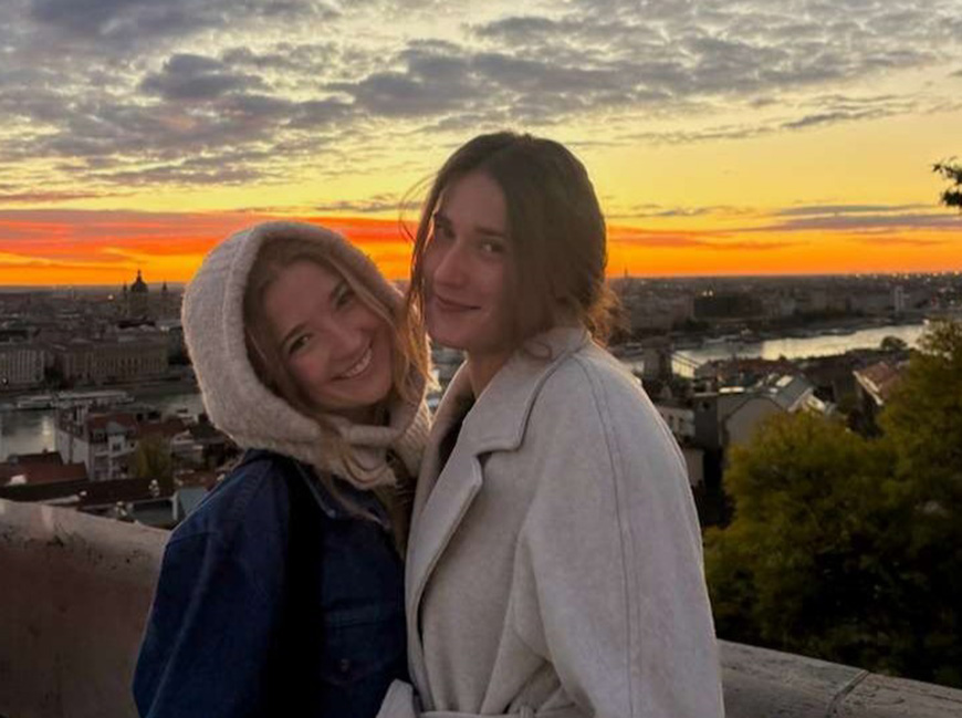 two female students posing