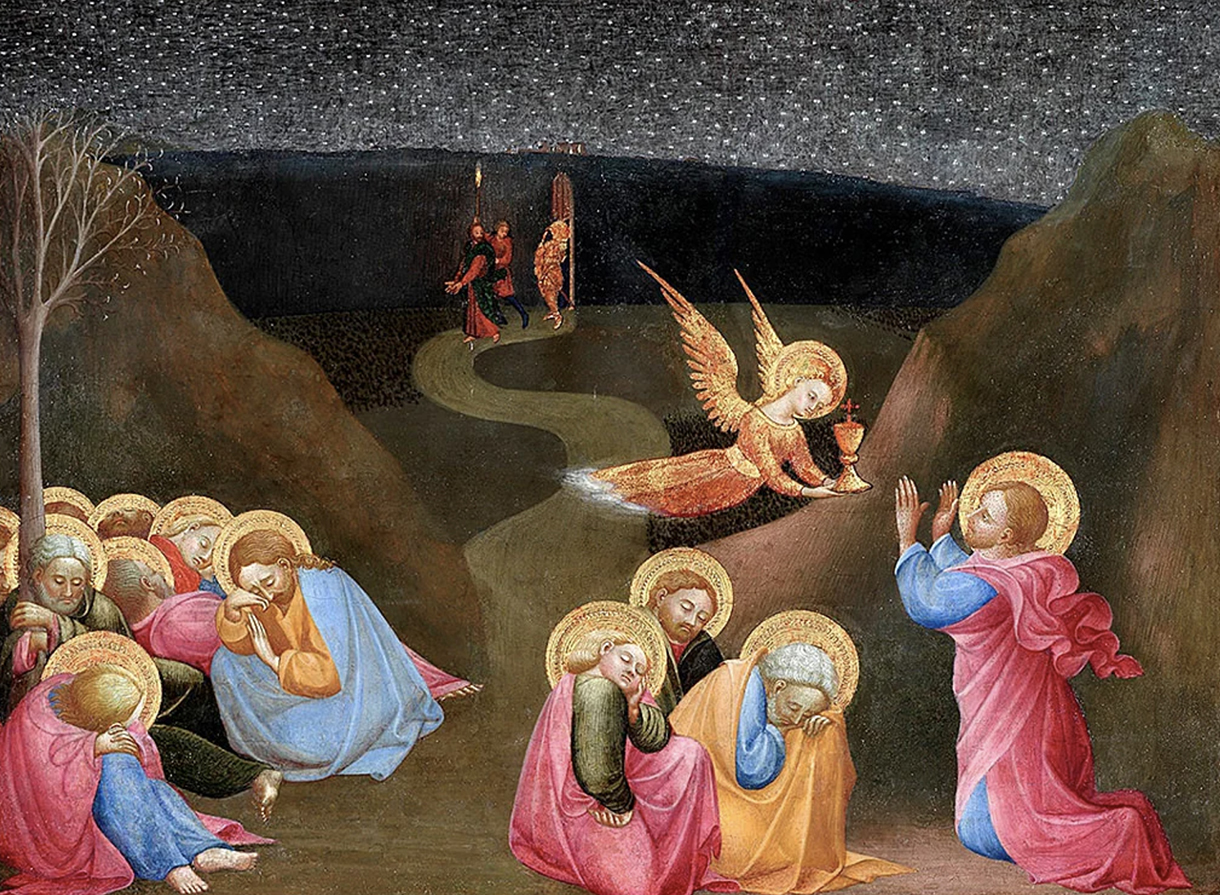 Agony in the Garden - Tempera, silver and gold leaf on poplar panel