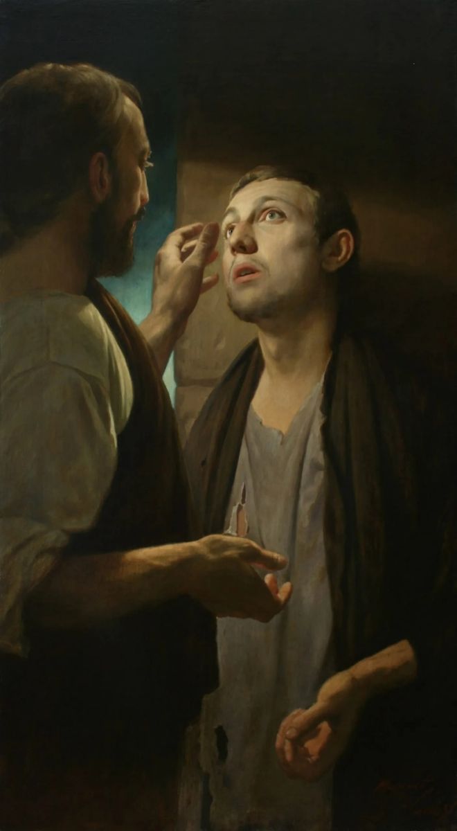 Healing of the Blind Man - oil on canvas