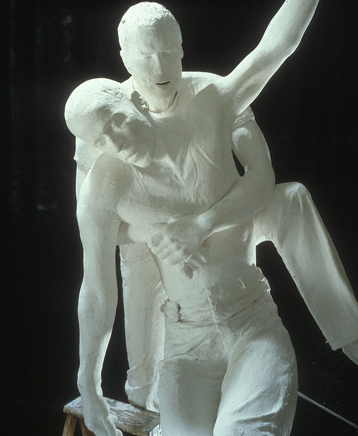 Descent from the Cross - Cast hydrocal, steel, wood, fiberglass, neon, cloth figure - life-size , view 2