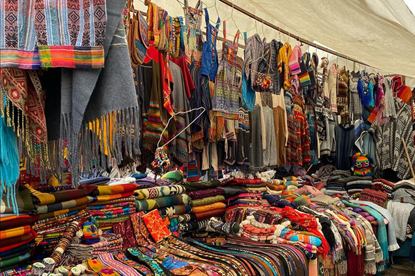outdoor clothes stall in Ecuador