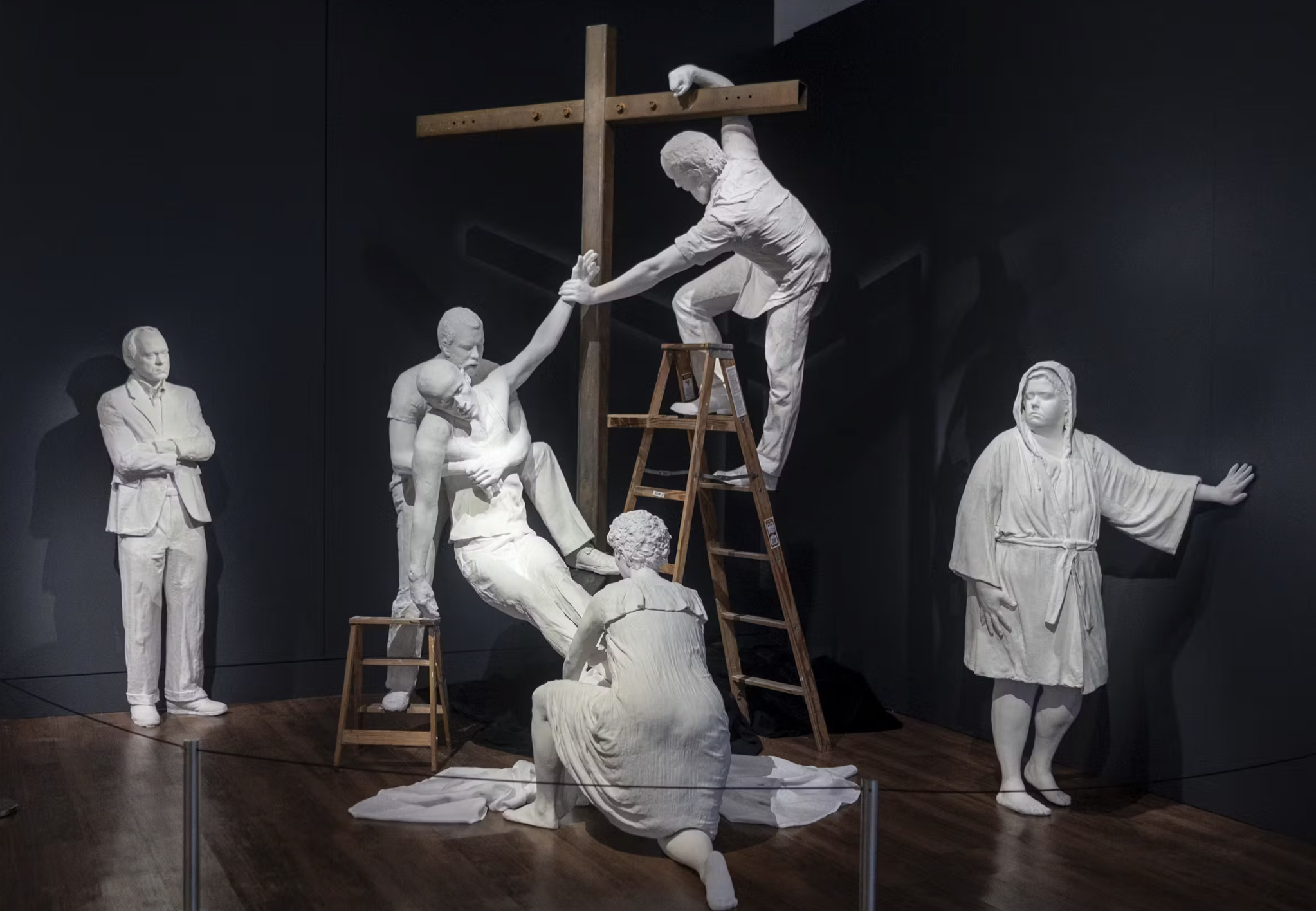 Descent from the Cross - Cast hydrocal, steel, wood, fiberglass, neon, cloth figure - life-size , view 1